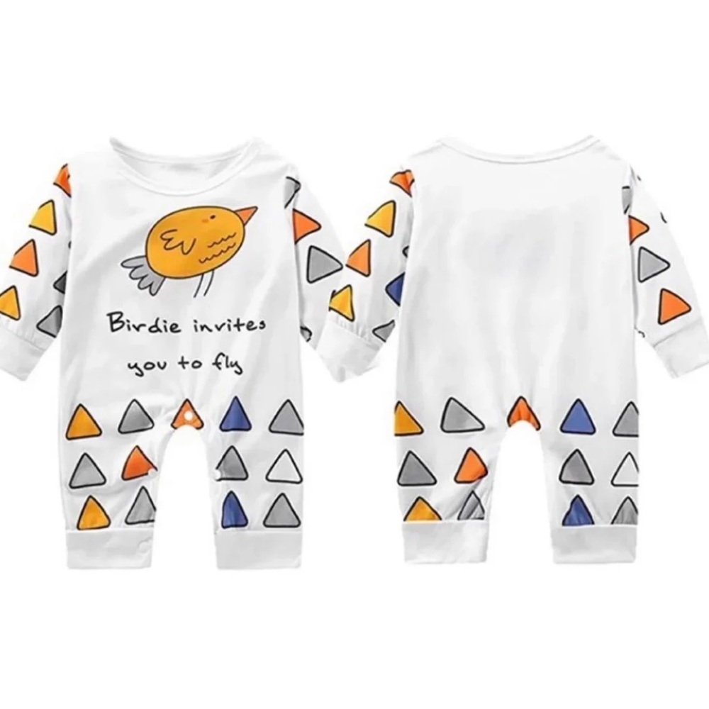 PatPat Bird Print White Jumpsuit 9-12 mo